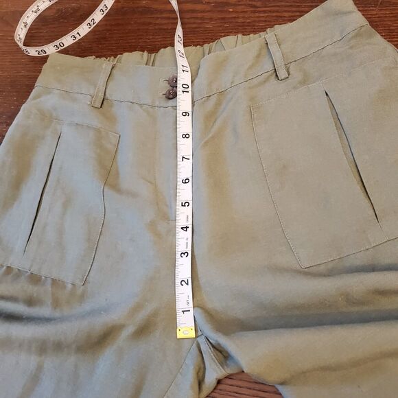 Contact Women’s Capri Rami- Rayon Blend M Army Green Wide Leg Minimalist Neutral - Picture 9 of 16